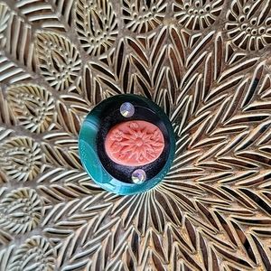 Large Dk Green, Black & Coral Cocktail Ring